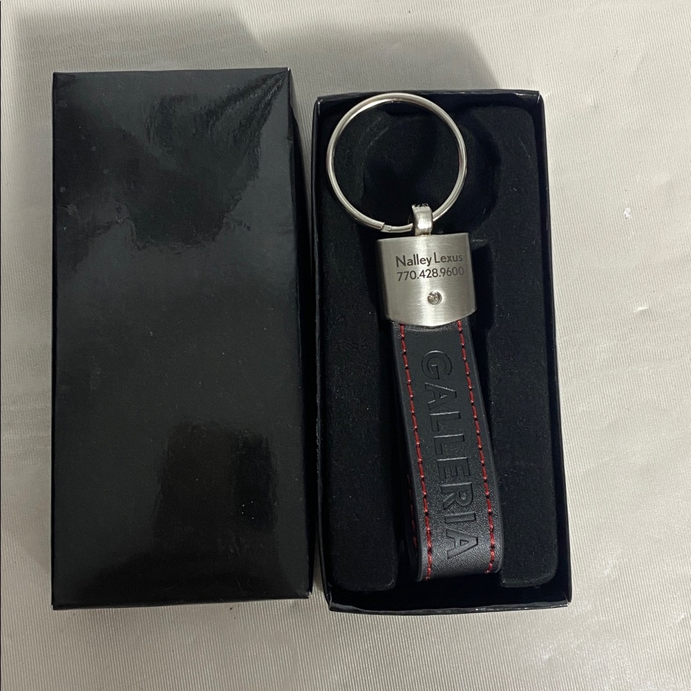 Black and Silver Keychain with Red Stitching Lexus - Picture 2 of 4